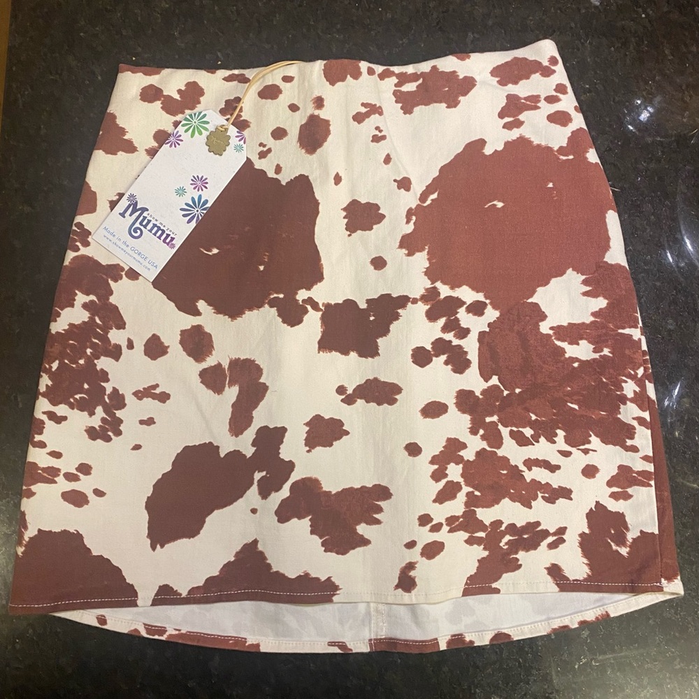Show Me Your Mumu Cow Print Mini Skirt NWT